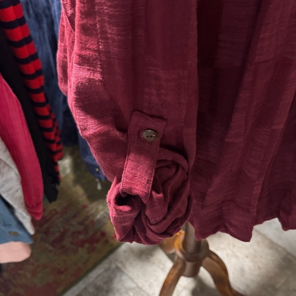 Tru Luxe Wine V-Neck Swing Shirt - Picture 11 of 14